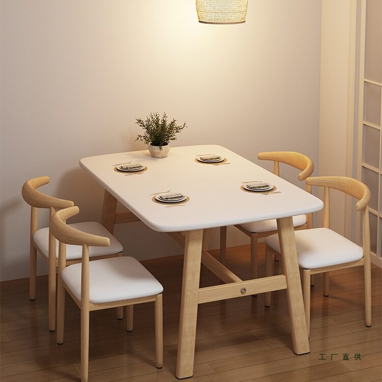 餐桌家用小户型轻奢现代简约长方形餐饮商用桌椅吃饭桌子出租房用