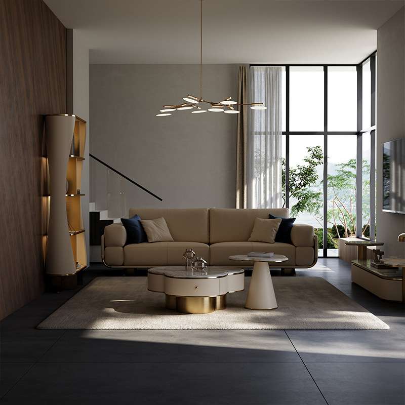 FG8019茶几 茶几2023新款客厅高级艺术意式轻奢大小圆岩板