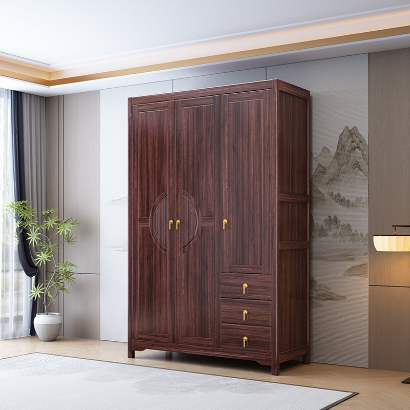 乌金木新中式实木大容量置物柜家用衣柜卧室收纳柜储物柜工厂直销