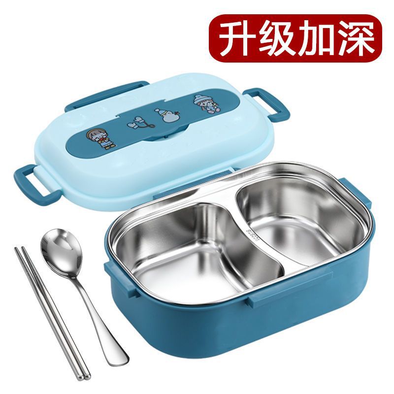 不锈钢分隔式饭盒带盖上班族微波炉专用小学生食堂打饭碗保温成人