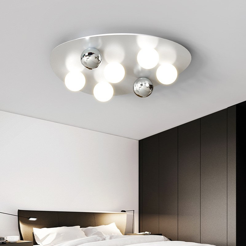 现代轻奢客厅吸顶灯北欧卧室书房灯简约设计师创意不锈钢泡泡灯饰