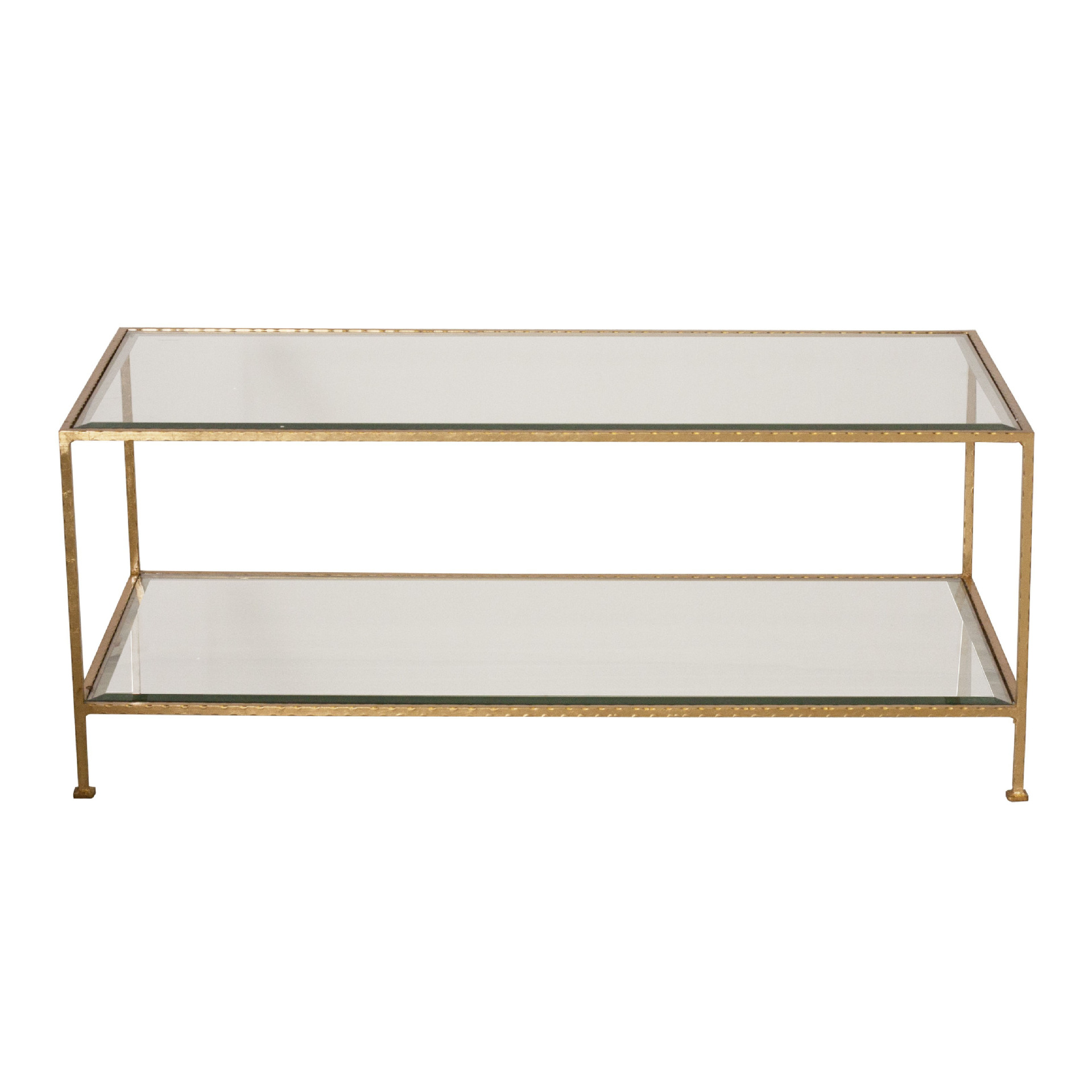 新中式简约现代客厅小户型家用桌子双层设计钢化玻璃茶几美式风格