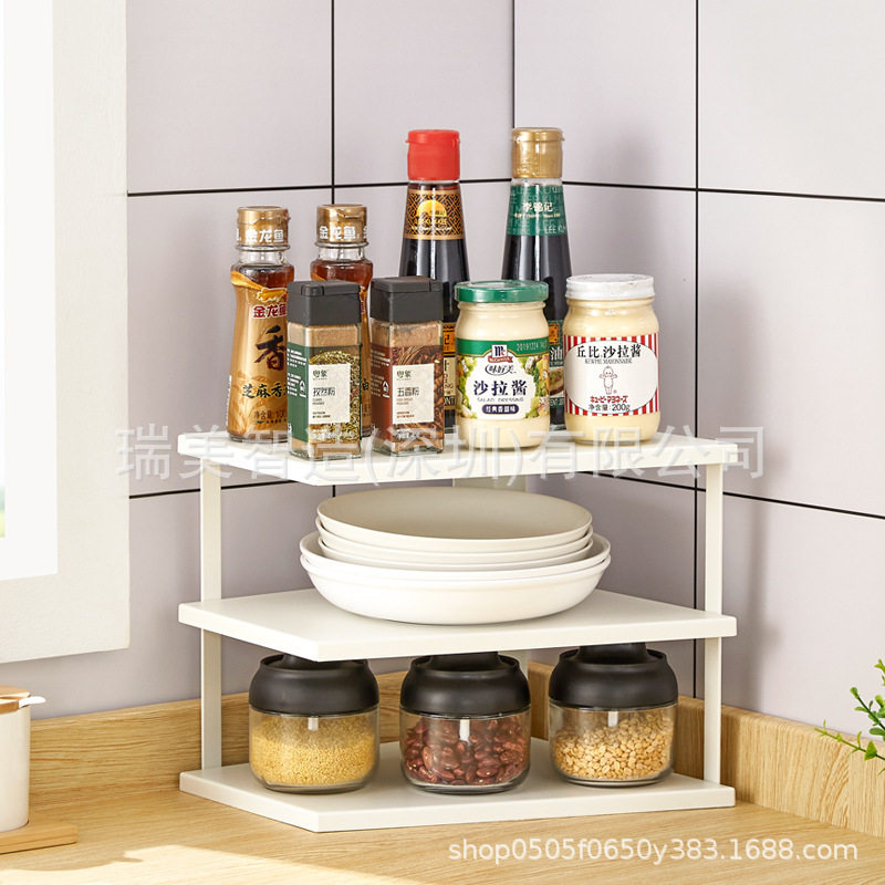 定制厨房不锈钢锅架家用台面转角墙二层调料储放锅具收纳置物架