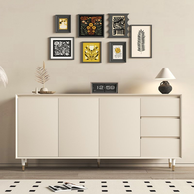 批餐边柜现代简约客厅储物柜子家用厨房碗柜法式复古黑色茶水置