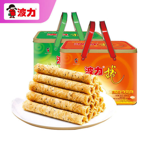 波力蛋卷礼盒756g罐装鸡蛋海苔味蛋酥卷整箱批发送礼零食新日期