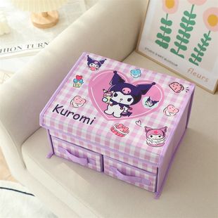 卡通少女心内衣收纳盒布艺抽屉式双层收纳箱子文胸袜子文具整理盒