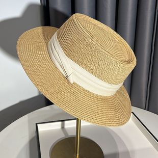 草帽女夏季英伦复古气质礼帽海边游玩沙滩遮阳帽子草编防晒太阳帽