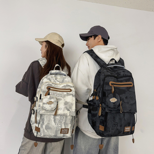 时尚双肩包男女同款大学生高中生初中生大容量书包旅行户外背包