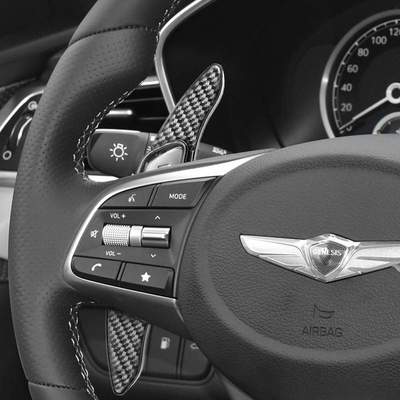 适用现代捷尼赛思GENESIS G80SPORT方向盘换挡拨片碳纤维改装车贴