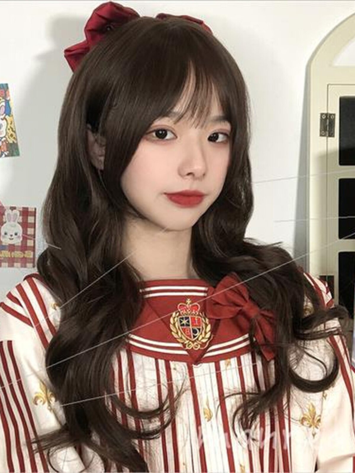 厂假发女长发卷发大波浪发型空气刘海仿真人发丝自然全头套式新