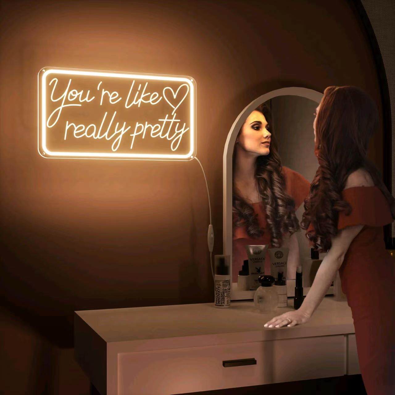 跨境发光透明女士霓虹灯LED英文字母灯牌酒吧派对氛围灯