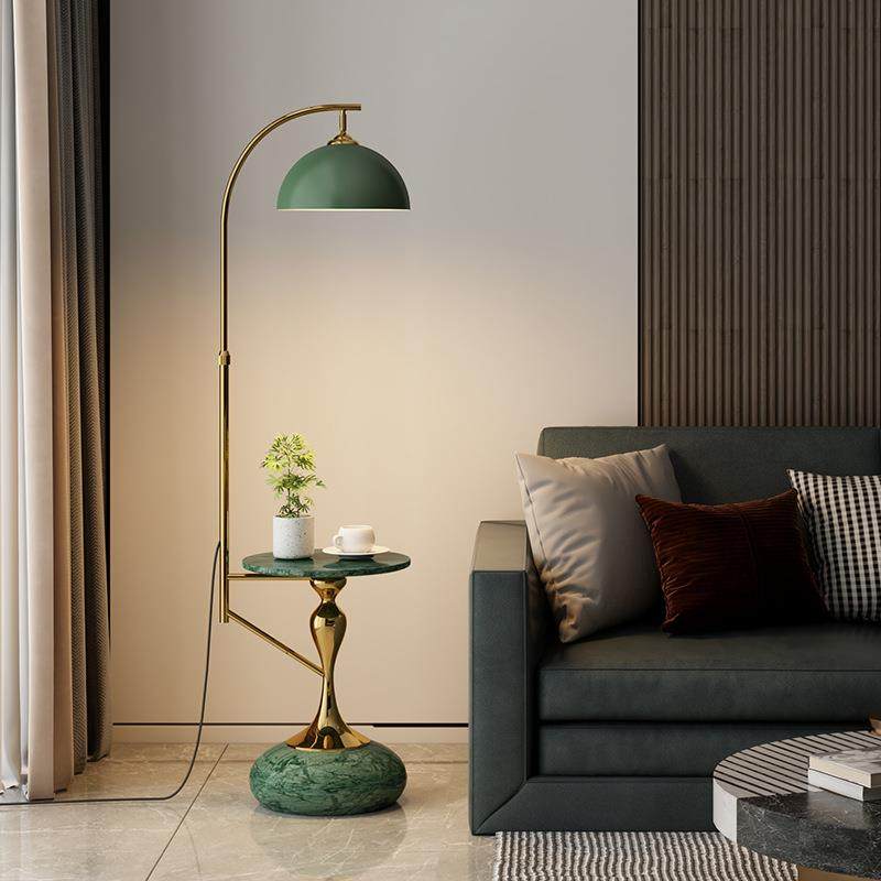 奶油风边几落地灯一体客厅沙发旁卧室床头台灯置物架摆件装饰氛围