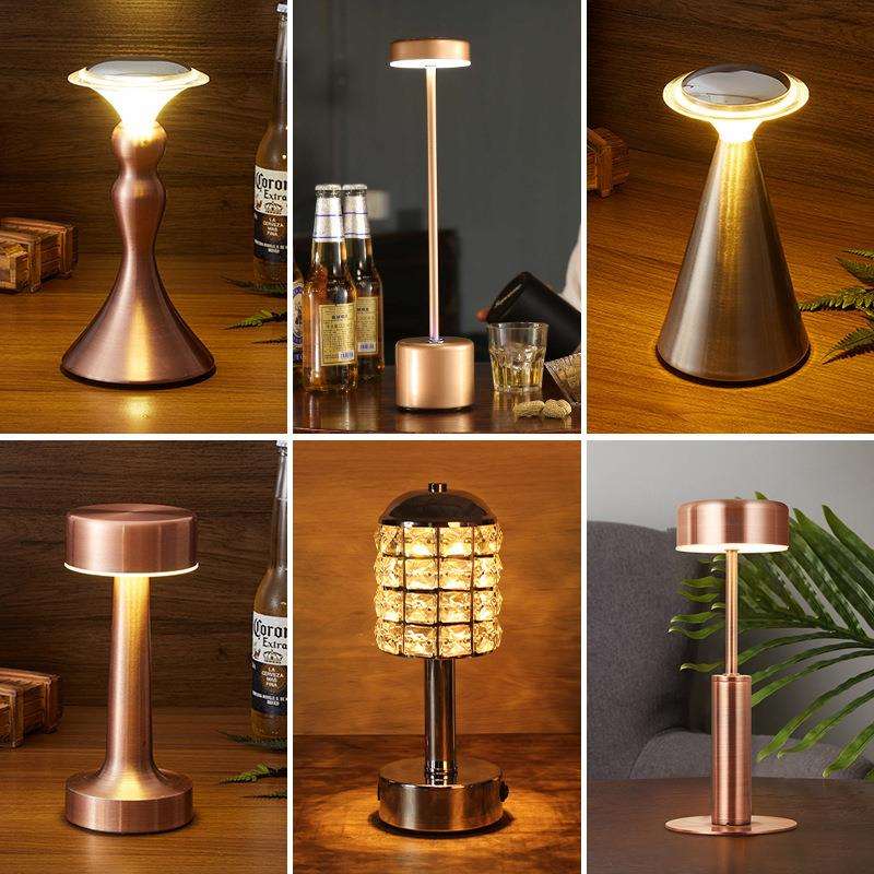 跨境卧室床头充电式无线触摸简约装饰金属led台灯 创意氛围酒吧灯