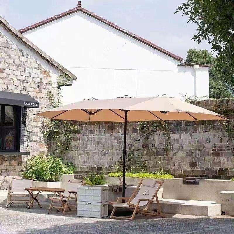 户外遮阳三头伞花园露台别墅庭院伞大型中柱伞太阳伞公园伞阳台