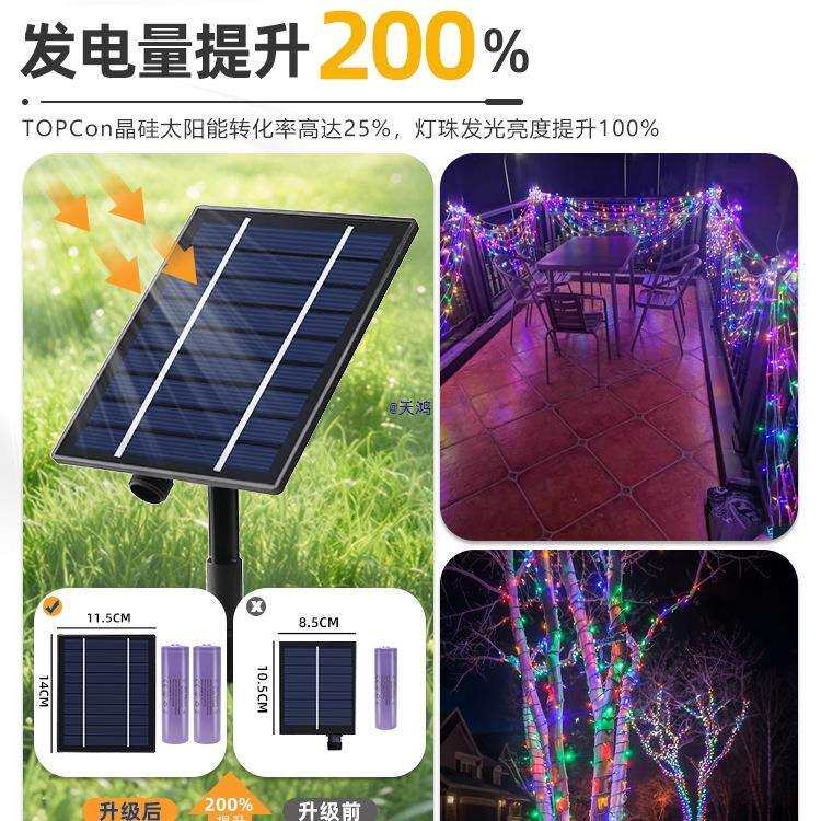 2025新款太阳能七彩变色彩灯氛围灯户外防水挂树庭院闪光灯串灯带