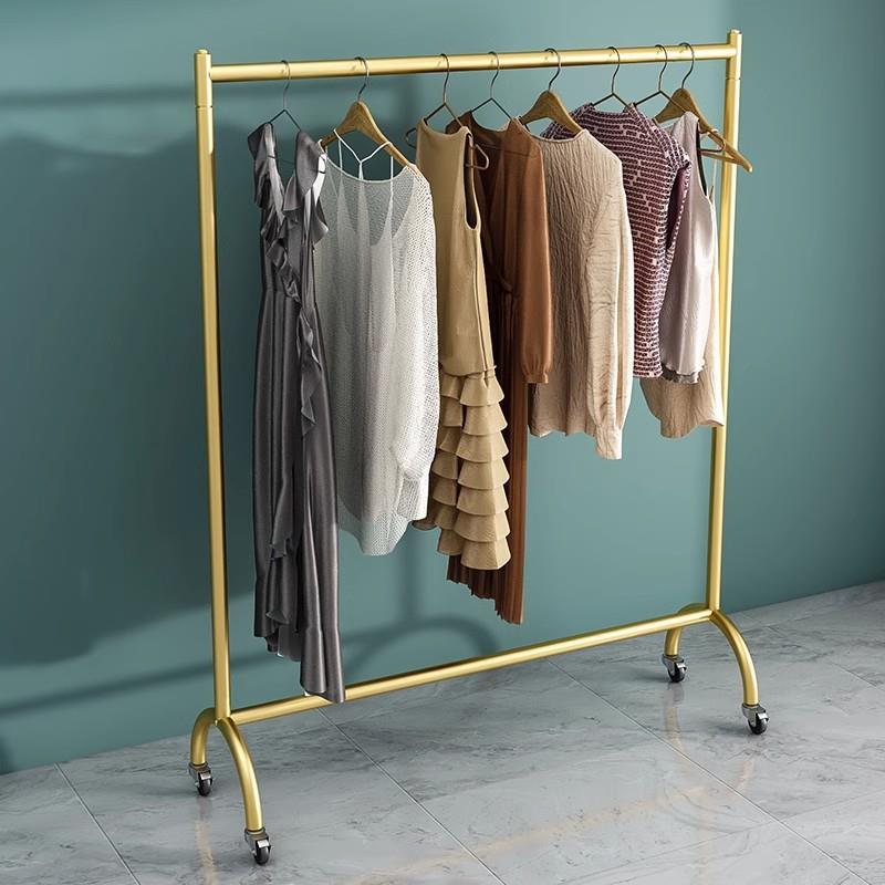 秋冬凉衣架挂衣架落地出租房房间挂衣服架子收纳阳台晒被子带轮子