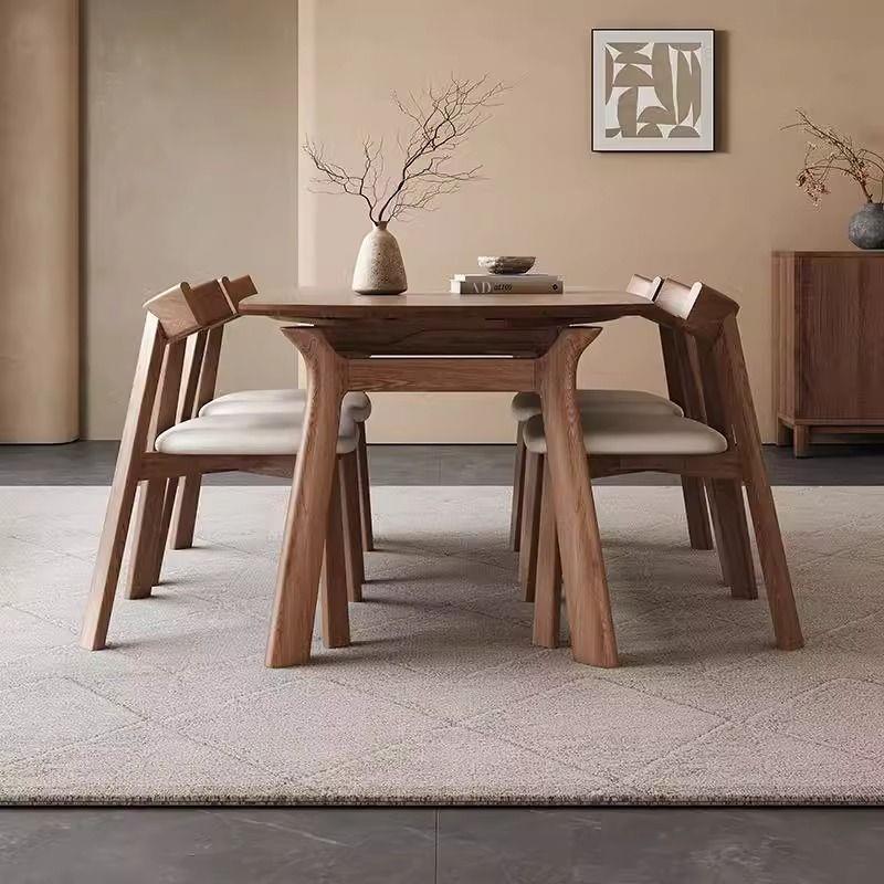 全实木伸缩餐桌可变圆桌子客厅家用小户型白蜡木圆形折叠餐桌