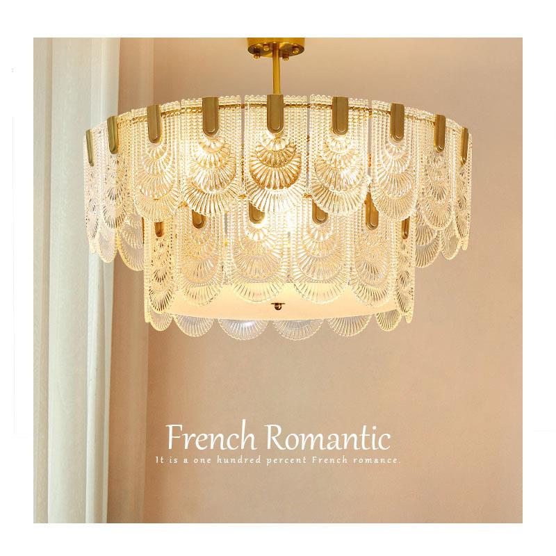 法式客厅玻璃吊灯复古餐厅卧室灯后现代轻奢意式水晶高档全铜灯具