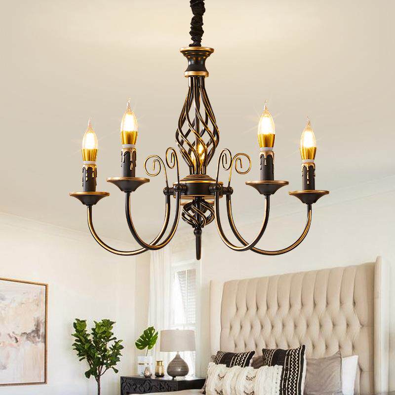 美式吊灯蜡烛客厅灯具客厅餐厅灯卧室灯门市仿古铁艺现代简约吊灯