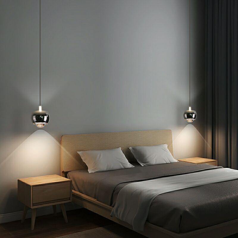 新款网红升降款小吊灯北欧现代卧室床头吊线灯伸缩悬停上下发光
