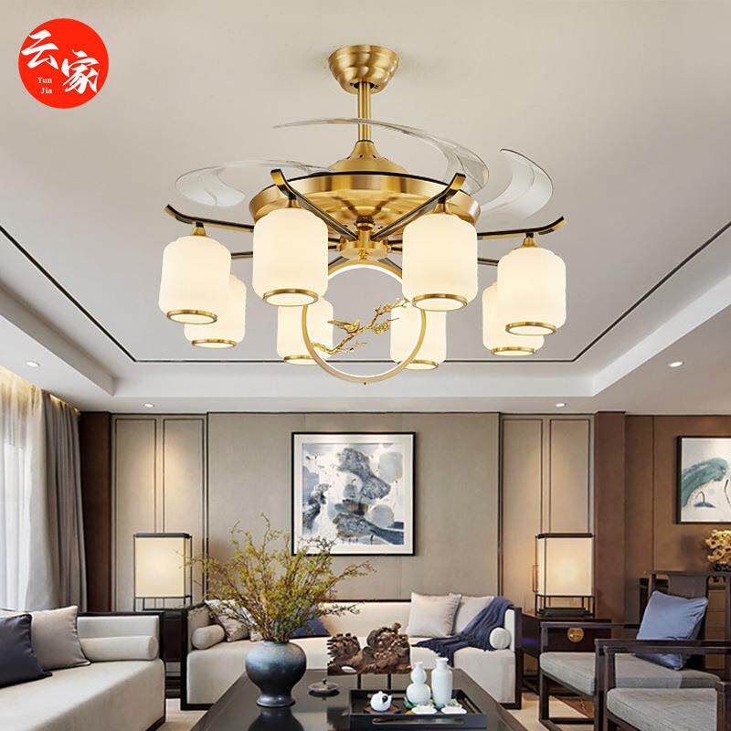 新中式全铜客厅餐厅茶室节能风扇吊灯中国风大气中山工厂灯具