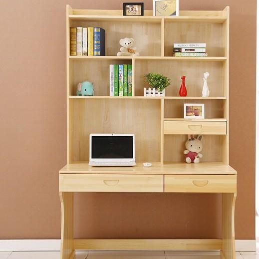 实木电脑桌台式书柜组合简约书桌儿童学习桌写字台