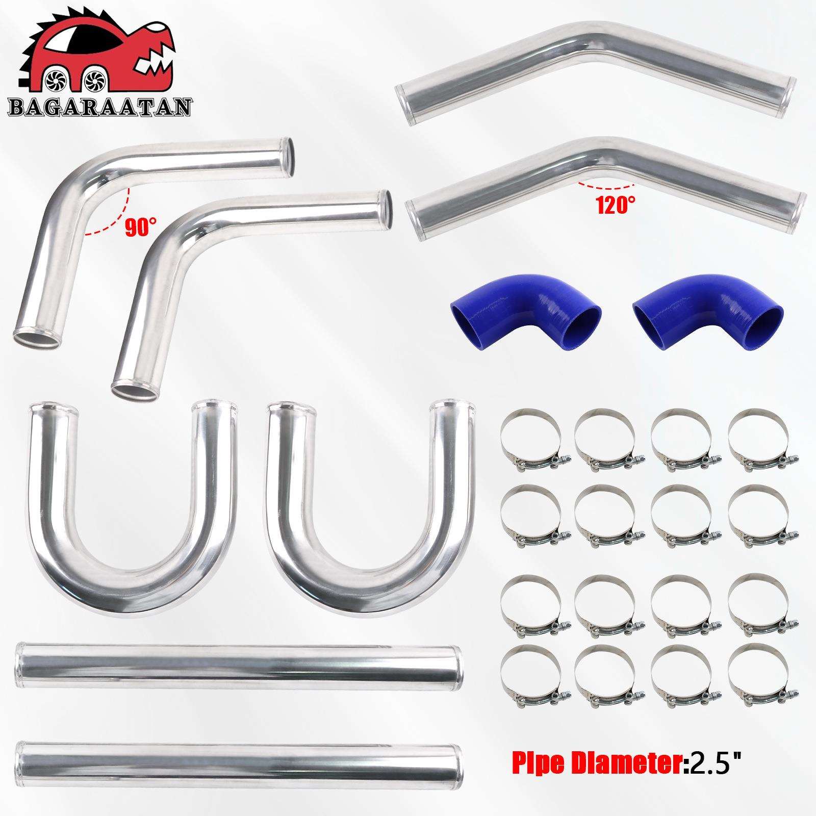 改装通用铝3英寸76mm中冷器管道U型管T型螺栓夹具涡轮管道套件2.5