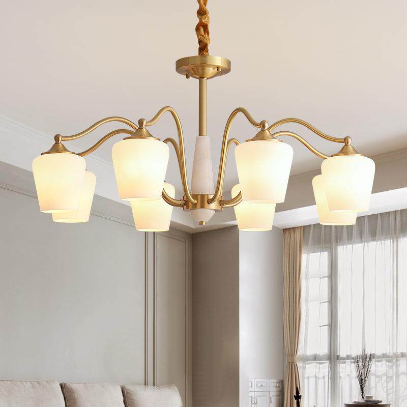 美式客厅吊灯现代复古餐厅主卧轻奢奶油欧式全铜高级古典法式灯具