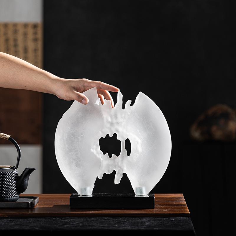 艺贝子新中式透明艺术太湖石假山摆件雕塑茶楼书房博古架软装饰品