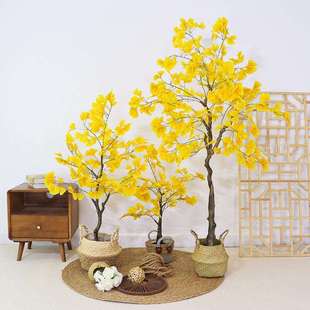 仿真银杏树装饰摆件假绿植门店客厅落地盆栽景观堆景 仿真银杏树