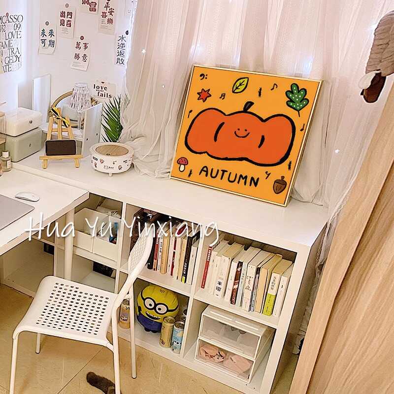 北欧风儿童房趣味装饰画卧室床头摆画方形创意摆画小众样板间挂画图片