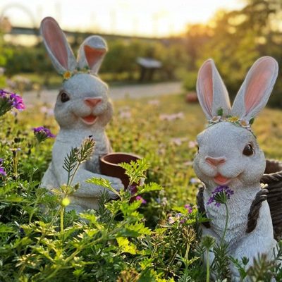 户外卡通雕塑摆件树脂庭院兔子花园园林落地园艺装饰花盆多肉创意