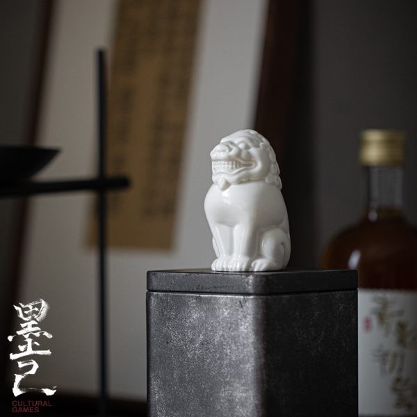 玉白瓷物行陶瓷茶道配件 茶席墨乐吉狮狮子泥己 摆设玩茶宠摆件