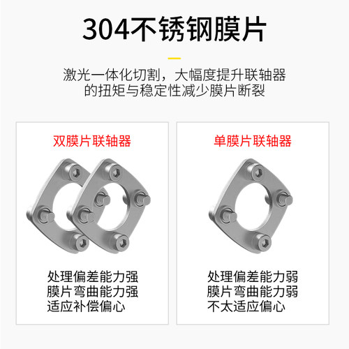 膜片联轴器铝合金单双膜片传动轴连接器伺服电机丝杆连轴器大扭矩
