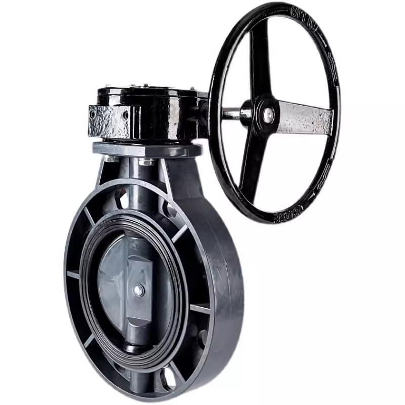 PVC手柄对夹式蝶阀 UPVC塑料法兰M碟阀D71X-10U