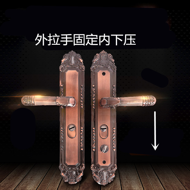 防盗门把手老式锁具红古铜大门执手内锁入户门锁加厚铝Z合金门拉