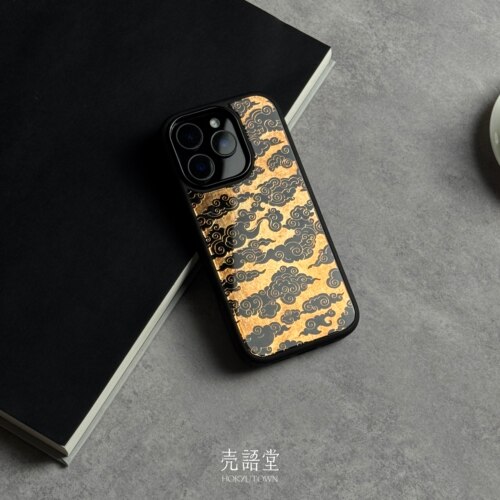 「金墨鎏云」壳语堂新中式适用苹果iphone16Promax手机壳14Pro/13pro华为小米鎏金玻璃高级感小众手机壳