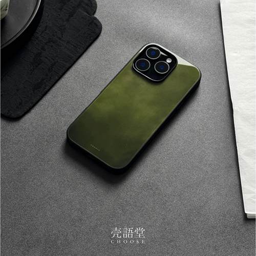 「莺羽松茶」壳语堂新中式适用iphone16pro苹果iphone16玻璃壳16promax防滑15pro苹果13手机壳14pro/13mini壳