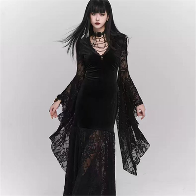 暗黑系哥特风法式复古连衣裙