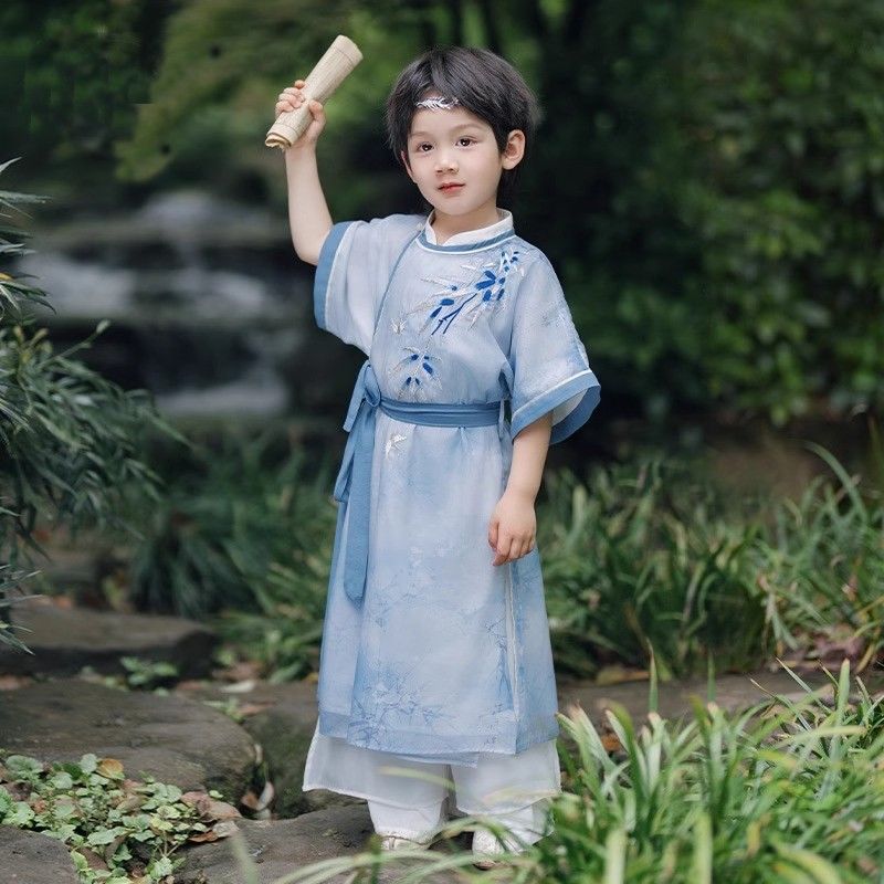 儿童汉服男童夏季唐装古风中国国风2025新款男孩古装演出服