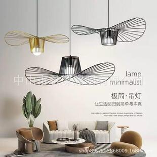 北欧跨境简约奶油风网红草帽吊灯设计师客厅灯艺术装饰卧室吊灯