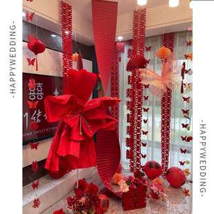 婚房布置结婚纸鸢花背景手揉纸褶皱花艺婚礼摆件皱纹纸花装饰