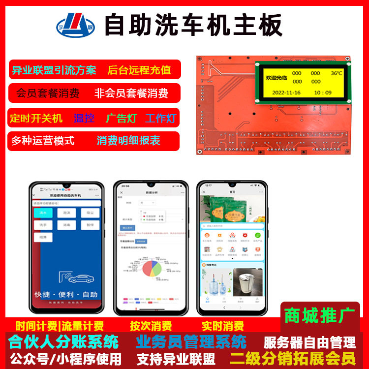 无人自助洗车机主板后台管理 自助洗车机控制系统设计 共享洗车机