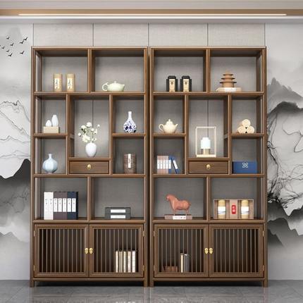 书架隔断柜茶叶置物架客厅茶室茶叶新中式博古架实木多宝阁展示柜