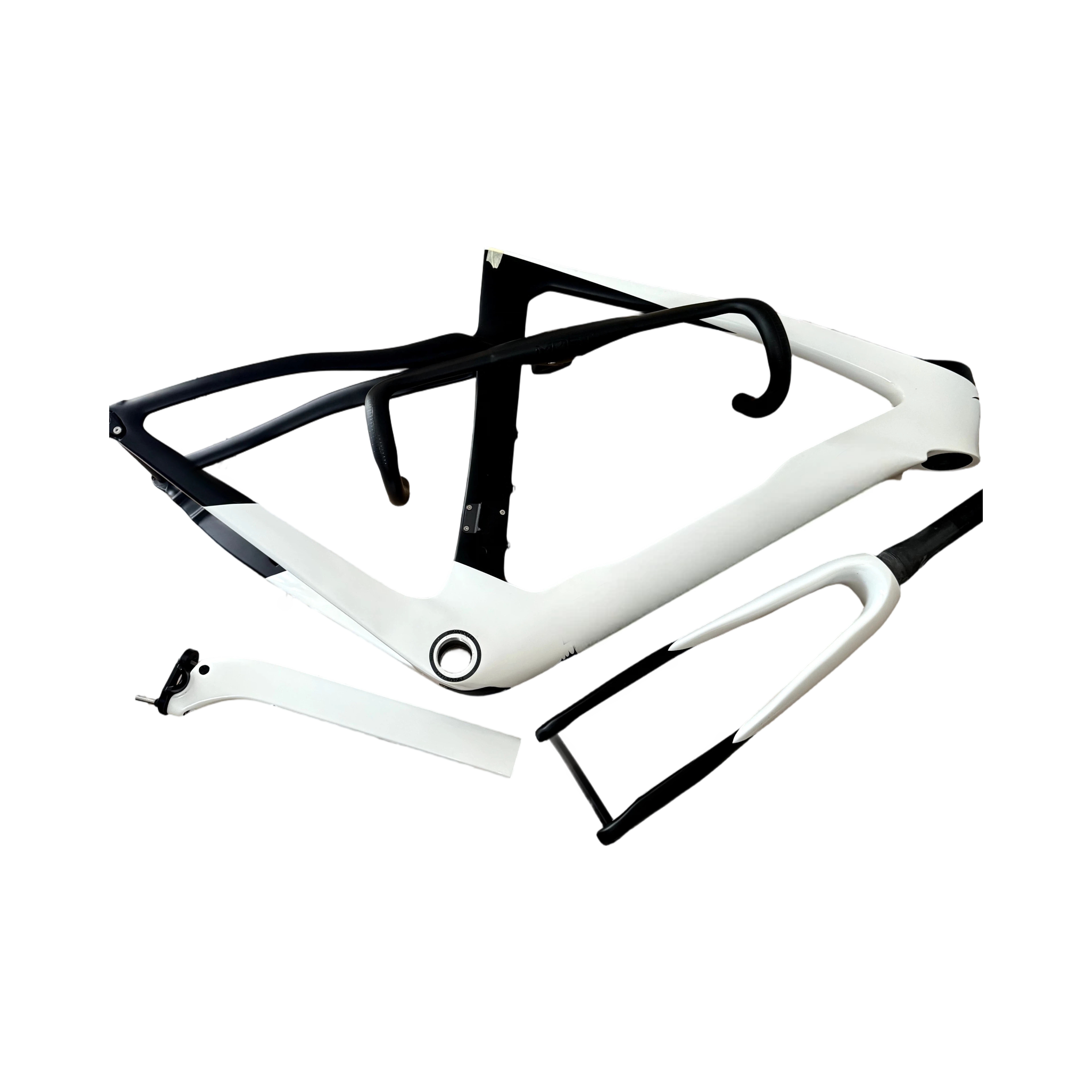 DIY自行车车架白色碳纤维超轻公路车架成人骑行框架