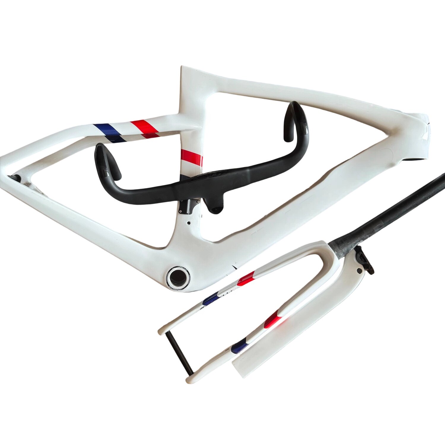 DIY自行车车架皮娜F超轻碳纤维公路车架白色彩条纹自行车架