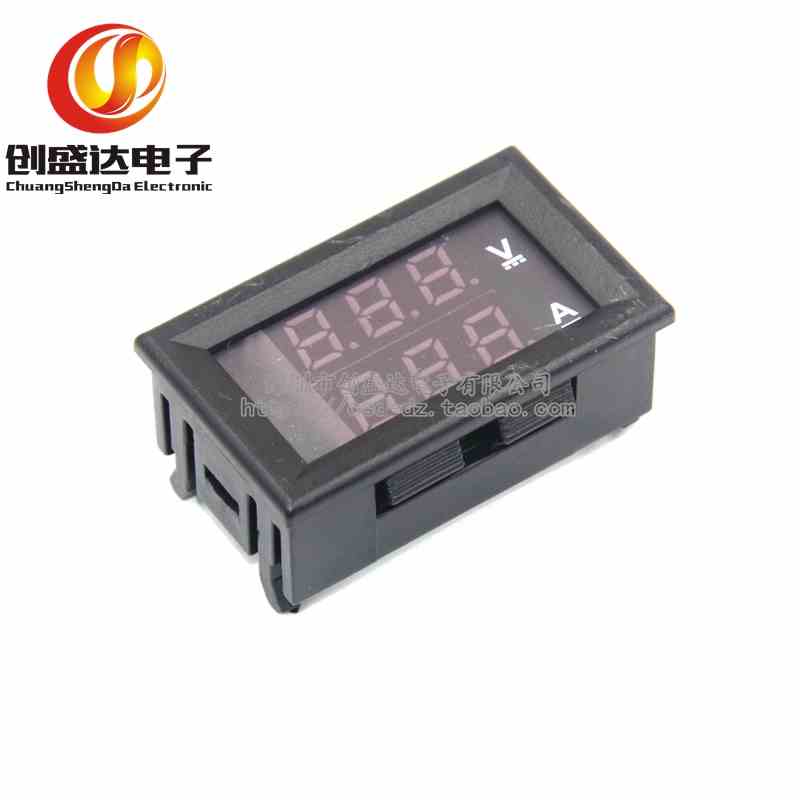 (红蓝10A)DC0-100V 10A LED直流双显示数字电压电流表头 带微调