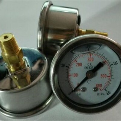 轴向抗震压力表 表径40mm 后接耐振压力表yn-40z 40bar/0~600psi