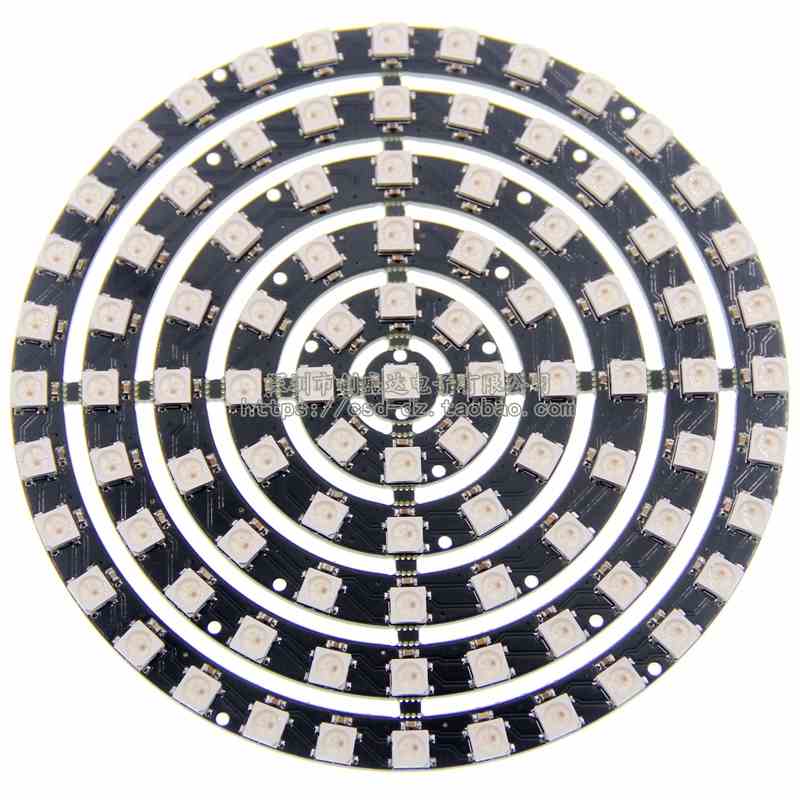 LED 圆环内置IC全彩点控1-8-12-16-24-32 WS2812B 93灯 环形 圆盘
