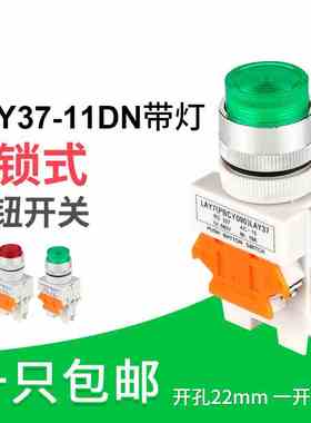 LAY37-11DNZS(PBCY090)按钮开关220V带灯凸头24V自锁按键开孔22mm
